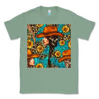 Sage Western Girl Hair Clasp And Sunflower With Leopard And Glitter Seamles Classic Tee - BundleAndBundleShop