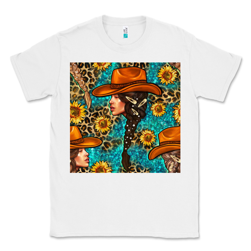 Western Girl Hair Clasp And Sunflower With Leopard And Glitter Seamles Classic Tee by BundleAndBundleShop | Teevron