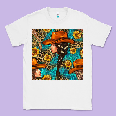 Western Girl Hair Clasp And Sunflower With Leopard And Glitter Seamles Classic Tee Designed By Bundleandbundleshop