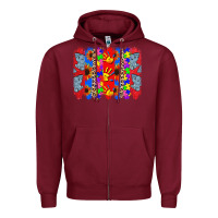Burgundy Autism brushstrokes Zipper Hoodie - CowGirlArtShop