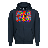 Navy Autism brushstrokes Zipper Hoodie - CowGirlArtShop