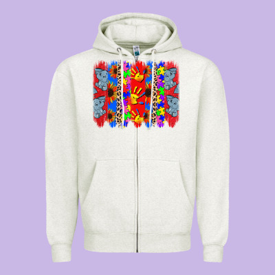 Autism Brushstrokes Zipper Hoodie Designed By Cowgirlartshop