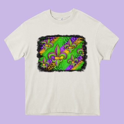 Mardi Gras Fleur De Lis Background Heavy Core Tee Designed By Jasminsmagicworld