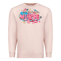 Pale Pink American Nurse Premium Sweatshirt - FaDigitalArtStudio