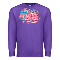 Purple American Nurse Premium Sweatshirt - FaDigitalArtStudio