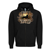 Black Keep it wild western bull Zipper Hoodie - HowdyJamesFarm