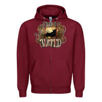 Burgundy Keep it wild western bull Zipper Hoodie - HowdyJamesFarm