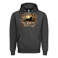 Charcoal Heather Keep it wild western bull Zipper Hoodie - HowdyJamesFarm