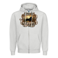 Dove Grey Keep it wild western bull Zipper Hoodie - HowdyJamesFarm