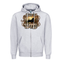 Heather Grey Keep it wild western bull Zipper Hoodie - HowdyJamesFarm