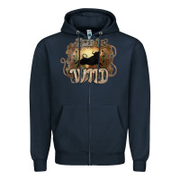 Navy Keep it wild western bull Zipper Hoodie - HowdyJamesFarm