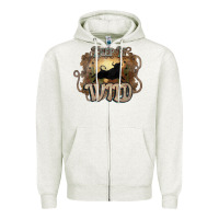 Oatmeal Heather Keep it wild western bull Zipper Hoodie - HowdyJamesFarm