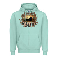 Seafoam Keep it wild western bull Zipper Hoodie - HowdyJamesFarm