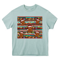 Arona christmas turquoise serape highland cow Heavy Core Tee - BarkalooDesign