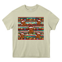 Mossy christmas turquoise serape highland cow Heavy Core Tee - BarkalooDesign