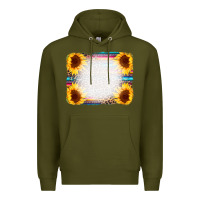 Army Green Serape Bleached Sunflowers Leopard Background Premium Hoodie - CowCowDesign