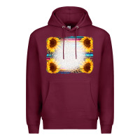 Burgundy Serape Bleached Sunflowers Leopard Background Premium Hoodie - CowCowDesign