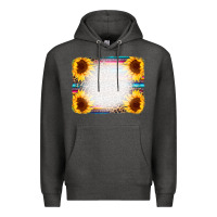 Charcoal Heather Serape Bleached Sunflowers Leopard Background Premium Hoodie - CowCowDesign