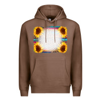 Chestnut Serape Bleached Sunflowers Leopard Background Premium Hoodie - CowCowDesign