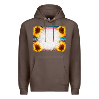 Coffee Serape Bleached Sunflowers Leopard Background Premium Hoodie - CowCowDesign