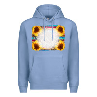 Colony Blue Serape Bleached Sunflowers Leopard Background Premium Hoodie - CowCowDesign