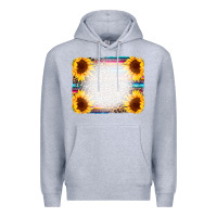 Heather Grey Serape Bleached Sunflowers Leopard Background Premium Hoodie - CowCowDesign