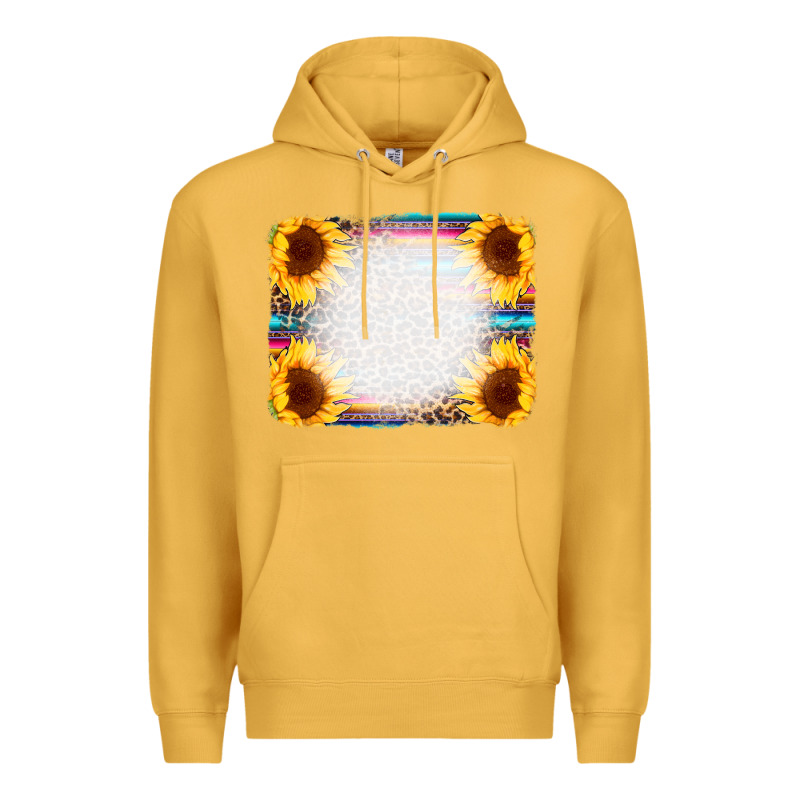 Serape Bleached Sunflowers Leopard Background Premium Hoodie by CowCowDesign | Teevron