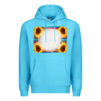 Ocean Blue Serape Bleached Sunflowers Leopard Background Premium Hoodie - CowCowDesign