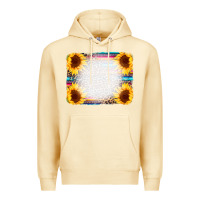 Pina Colada Serape Bleached Sunflowers Leopard Background Premium Hoodie - CowCowDesign
