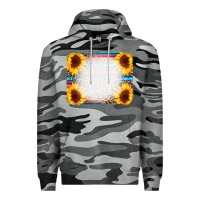 Slate Camo Serape Bleached Sunflowers Leopard Background Premium Hoodie - CowCowDesign