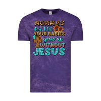 Cloud Purple Mommas Don't Let Your Babies Grow  Up Without Jesus Vintage Tee - BundleAndBundleShop