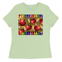 Matcha Teacher Crayons And Apples Ladies Tee - LillyAllenDesigns