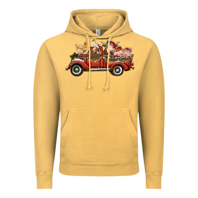 Christmas Truck With Farm Animals Vintage Hoodie by RanaPortraitStore | Teevron