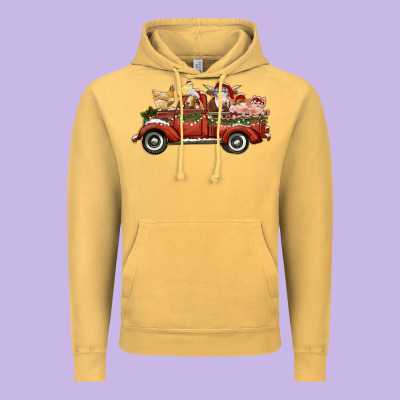 Christmas Truck With Farm Animals Vintage Hoodie Designed By Ranaportraitstore