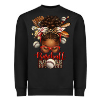 Black Baseball Mom Afro Messy Bun Heavyweight Sweatshirt - texasbilliewilder