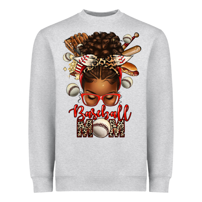 Baseball Mom Afro Messy Bun Heavyweight Sweatshirt by texasbilliewilder | Teevron