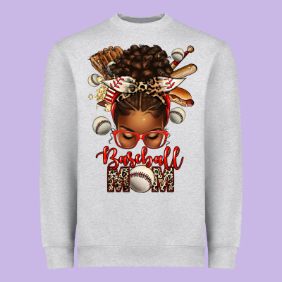 Baseball Mom Afro Messy Bun Heavyweight Sweatshirt Designed By Texasbilliewilder