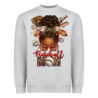Heather Grey Baseball Mom Afro Messy Bun Heavyweight Sweatshirt - texasbilliewilder