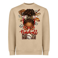 Mushroom Baseball Mom Afro Messy Bun Heavyweight Sweatshirt - texasbilliewilder