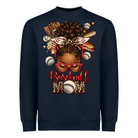 Navy Baseball Mom Afro Messy Bun Heavyweight Sweatshirt - texasbilliewilder