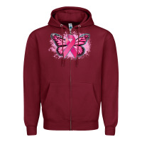 Burgundy Cancer ribbon butterfly Cancer Awareness Zipper Hoodie - HowdyJamesFarm