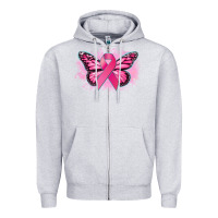 Heather Grey Cancer ribbon butterfly Cancer Awareness Zipper Hoodie - HowdyJamesFarm