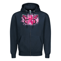 Navy Cancer ribbon butterfly Cancer Awareness Zipper Hoodie - HowdyJamesFarm