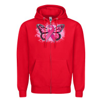 Red Cancer ribbon butterfly Cancer Awareness Zipper Hoodie - HowdyJamesFarm