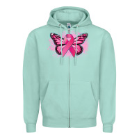 Seafoam Cancer ribbon butterfly Cancer Awareness Zipper Hoodie - HowdyJamesFarm