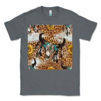 Charcoal Heather Western Bull Skull And Sunflowers With Leopard Seamless Pattern Classic Tee - BundleAndBundleShop