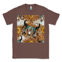 Chestnut Western Bull Skull And Sunflowers With Leopard Seamless Pattern Classic Tee - BundleAndBundleShop