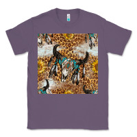 Western Bull Skull And Sunflowers With Leopard Seamless Pattern Classic Tee | Teevron