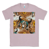 Lilac Western Bull Skull And Sunflowers With Leopard Seamless Pattern Classic Tee - BundleAndBundleShop