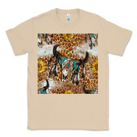 Mushroom Western Bull Skull And Sunflowers With Leopard Seamless Pattern Classic Tee - BundleAndBundleShop